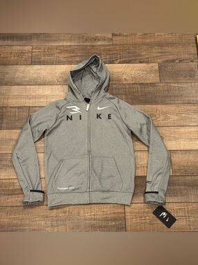 Nike 3BRAND Long Sleeve Full-Zip Fleece Hoodie Big Kids M Therma-Fit New Gray